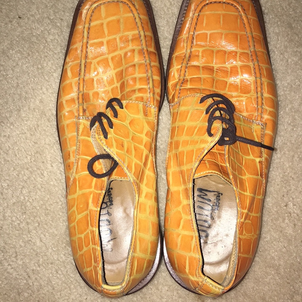 Modium Orange Crocodile Pattern Leather Shoes - image 1